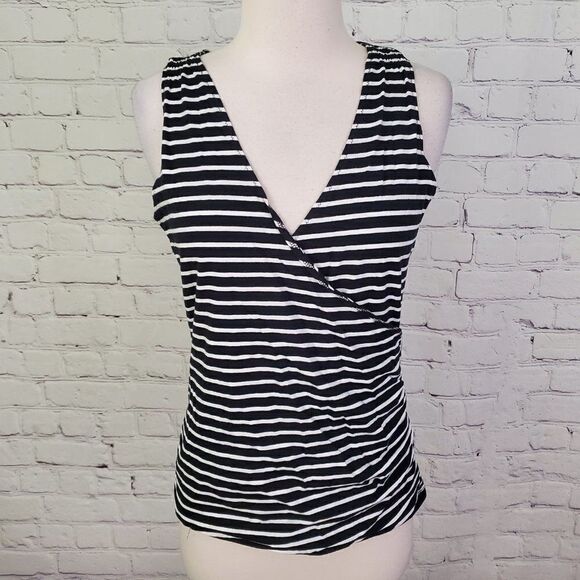 𝅺michael Kors Black White Striped Tank Top M - Picture 1 of 6